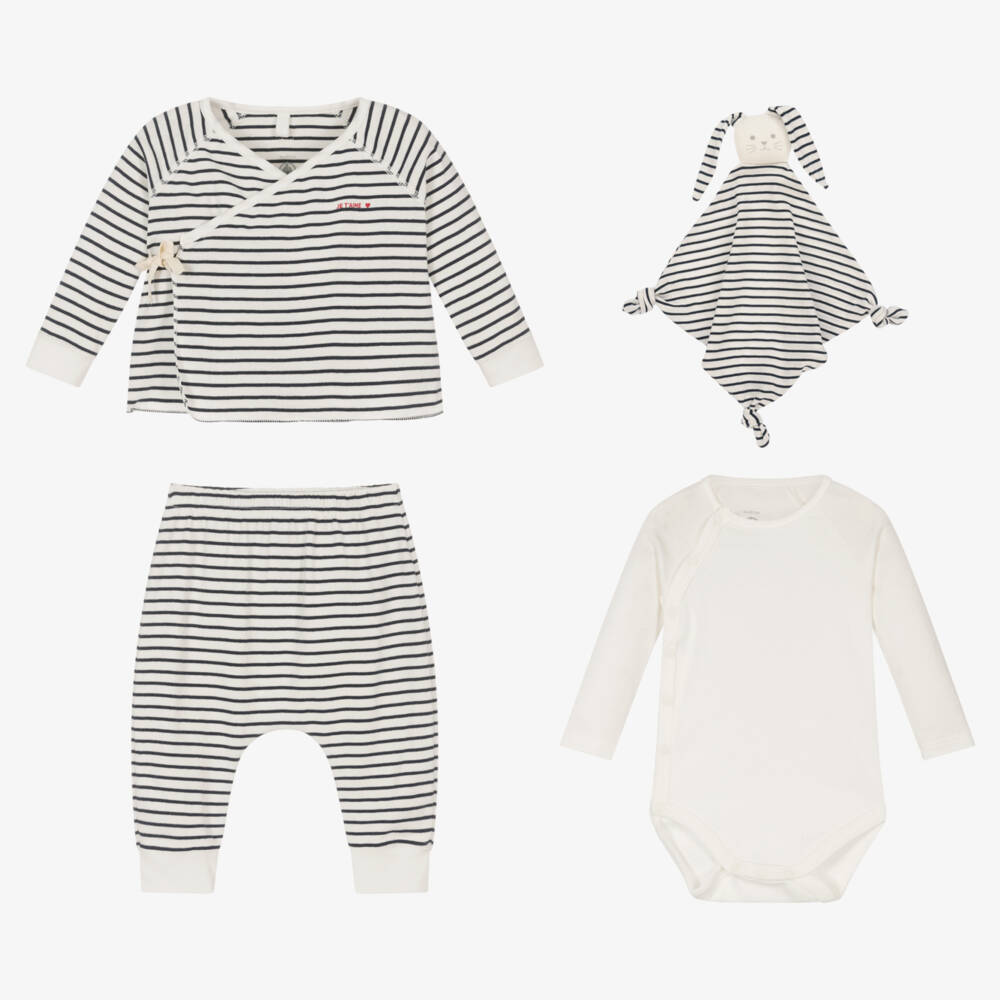 Petit Bateau-Boys Blue Striped Organic Set | Childrensalon Outlet