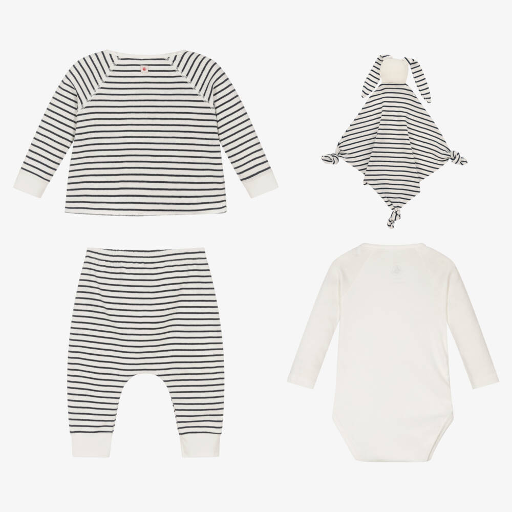 Petit Bateau-Boys Blue Striped Organic Set | Childrensalon Outlet