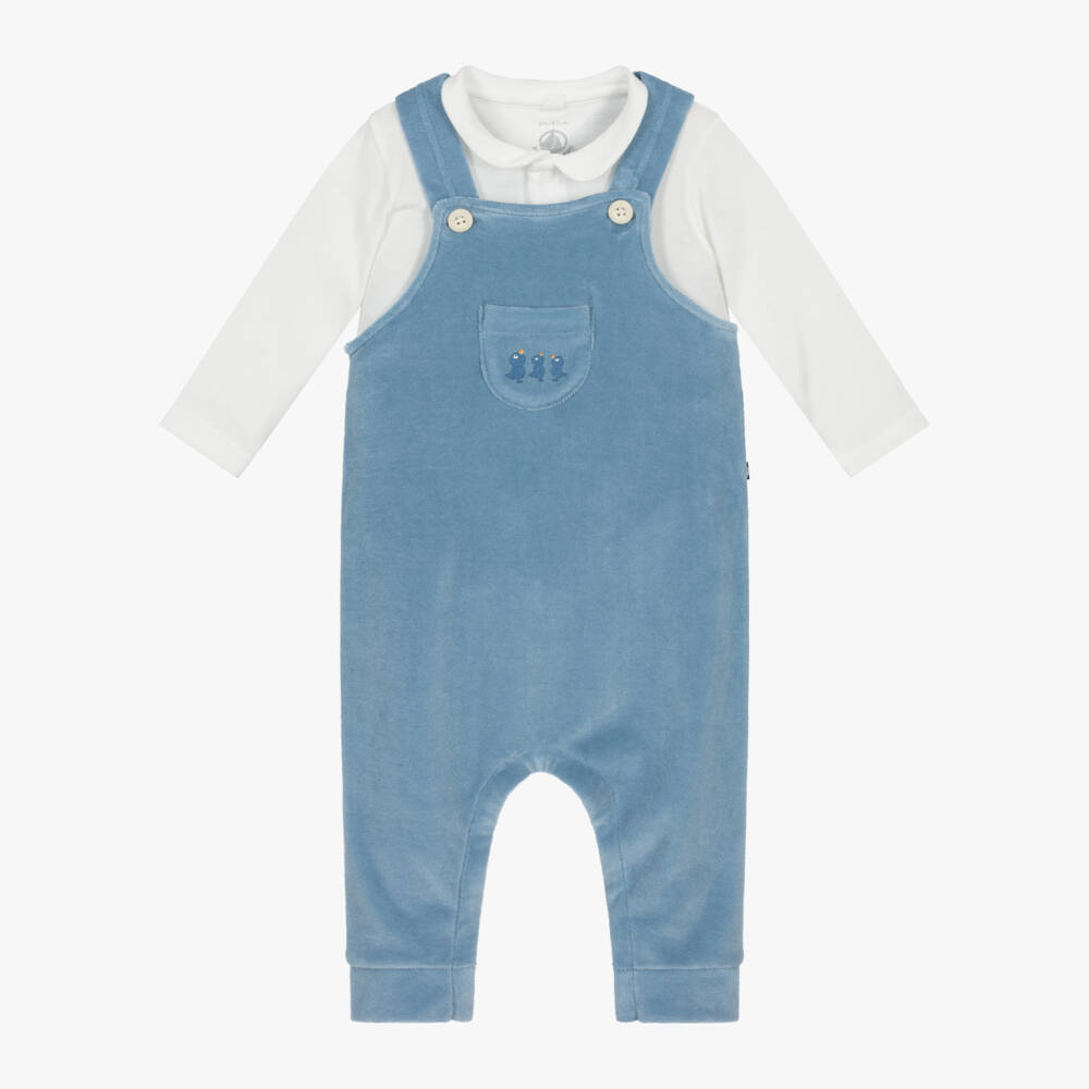 Petit Bateau-Boys Blue Velour Duckling Ensemble | Childrensalon Outlet