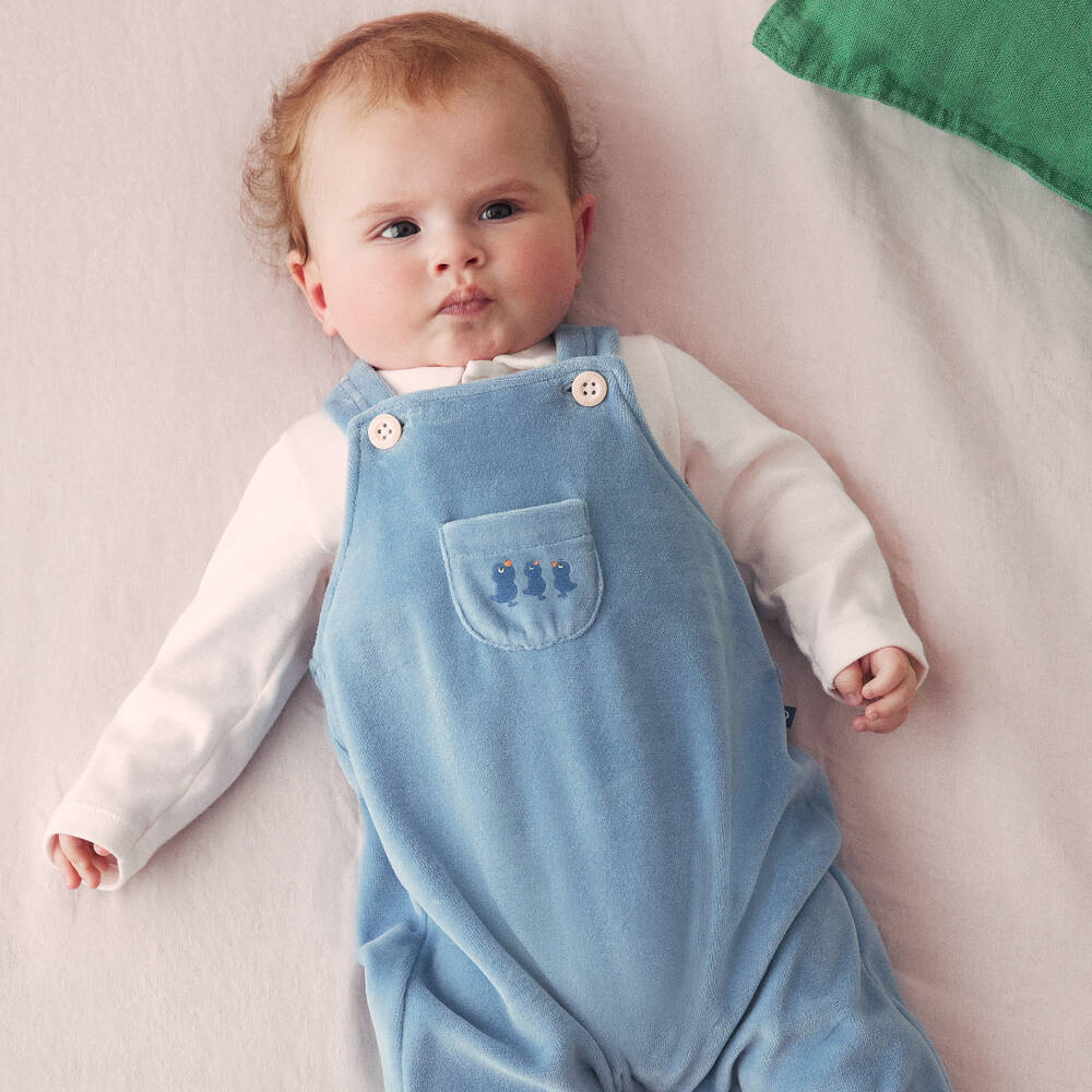 Petit Bateau-Boys Blue Velour Duckling Ensemble | Childrensalon Outlet