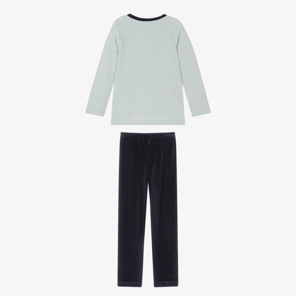 Petit Bateau-Boys Blue Velour Polar Bear Pyjamas | Childrensalon Outlet