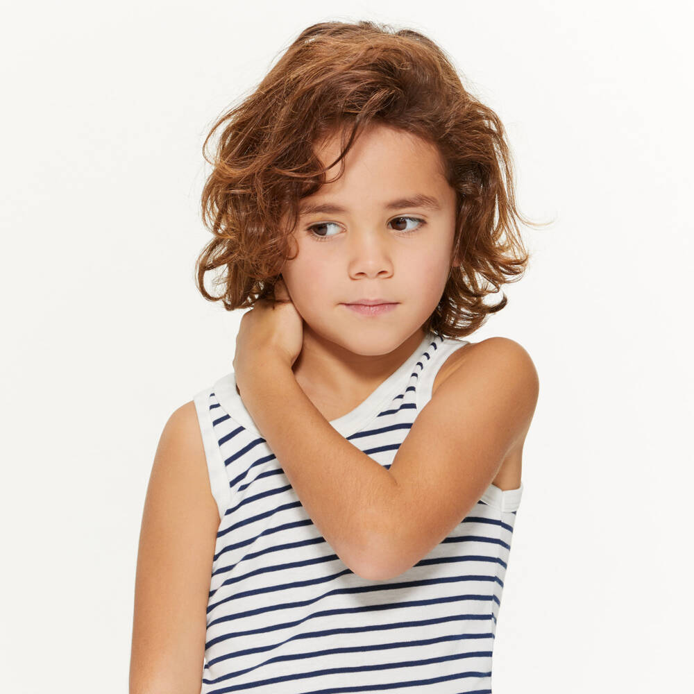 Petit Bateau-Boys Blue & White Cotton Vests (2 Pack) | Childrensalon Outlet