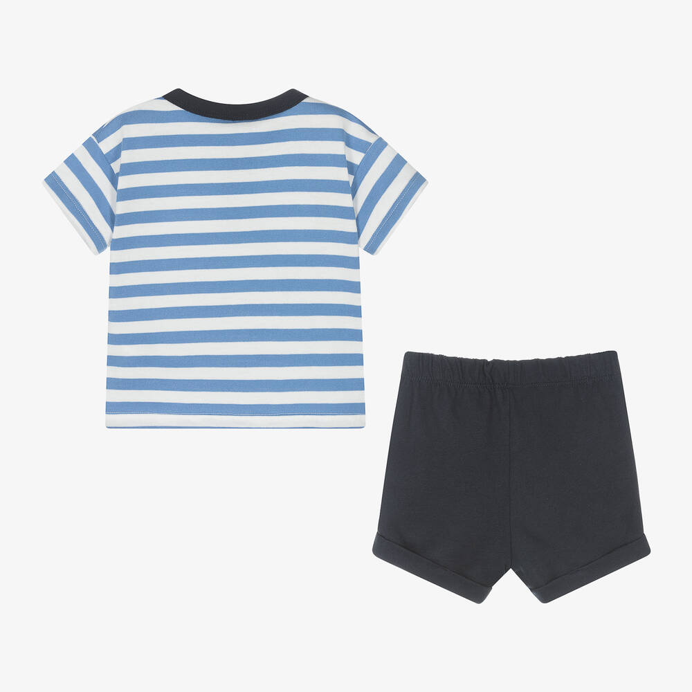 Petit Bateau-Boys Blue & White Stripe Shorts Set | Childrensalon Outlet