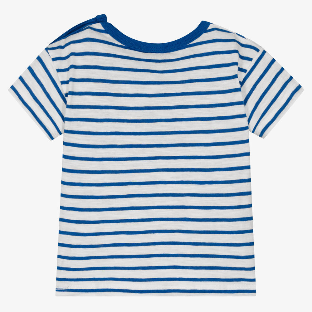 Blue and white striped discount shirt boys
