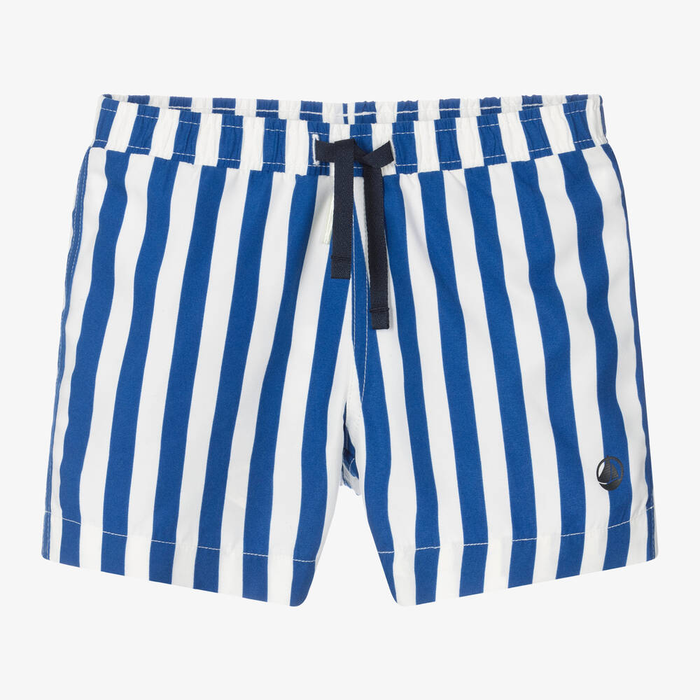 Petit Bateau-Boys Blue & White Striped Swim Shorts  | Childrensalon Outlet