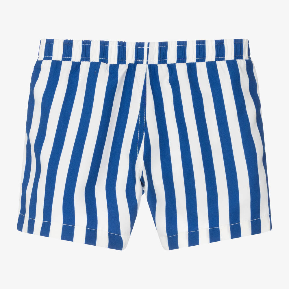 Petit Bateau-Boys Blue & White Striped Swim Shorts | Childrensalon Outlet