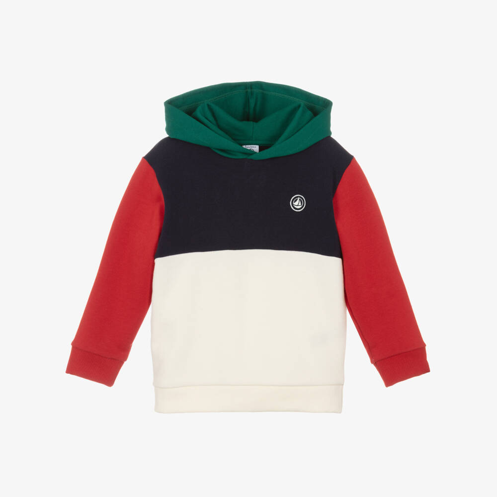 Petit Bateau-Boys Colourblock Cotton Hoodie | Childrensalon Outlet