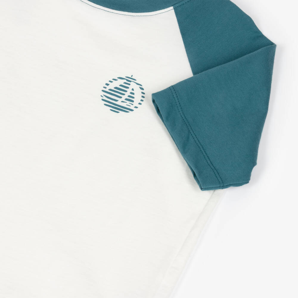 Petit Bateau-Boys Cotton Block Tee in Green | Childrensalon Outlet