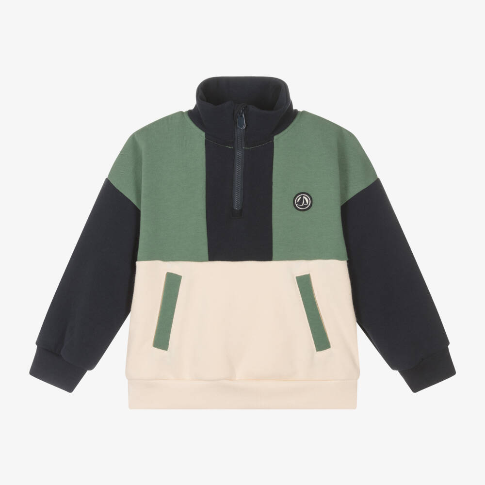 Petit Bateau-سويتشيرت قطن بألوان بلوك للأولاد | Childrensalon Outlet