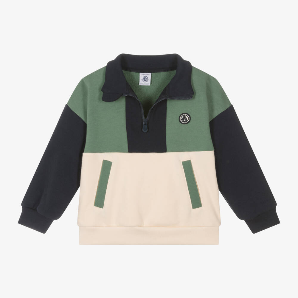 Petit Bateau-Boys Cotton Colourblock Sweatshirt | Childrensalon Outlet