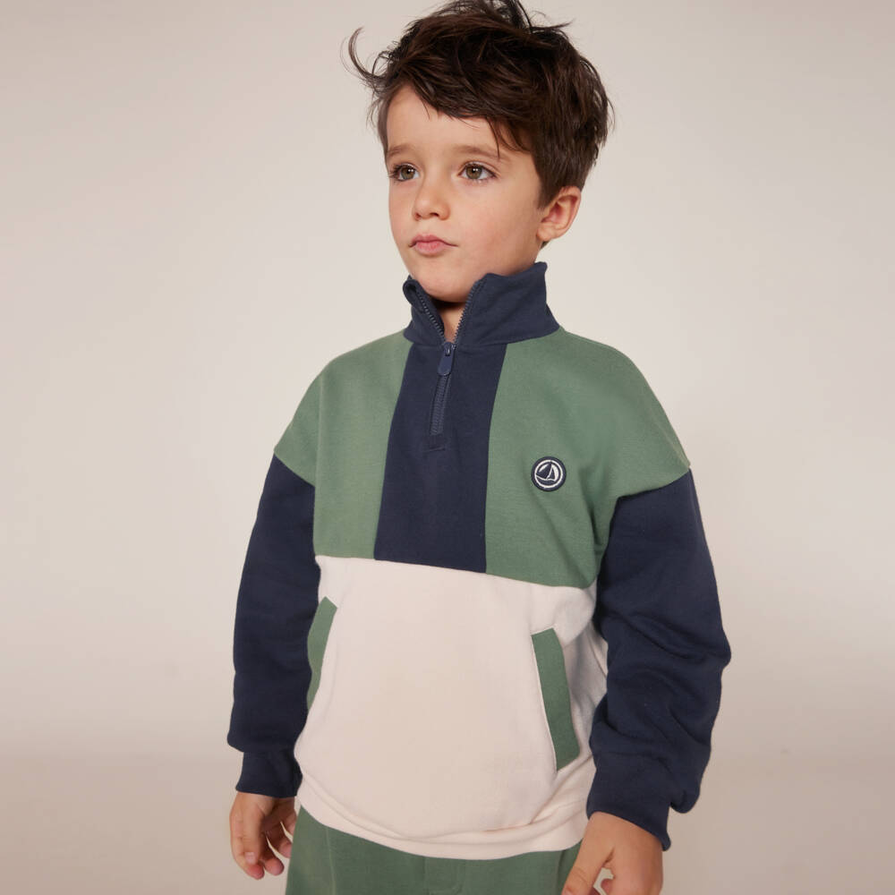Petit Bateau-Boys Cotton Colourblock Sweatshirt | Childrensalon Outlet