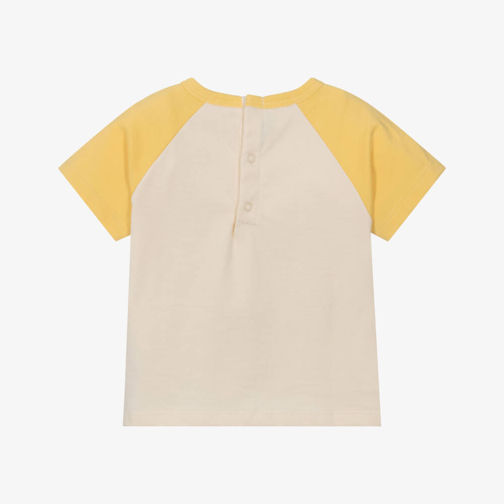 Petit Bateau-Boys Cotton Tee in Ivory & Sunlight | Childrensalon Outlet