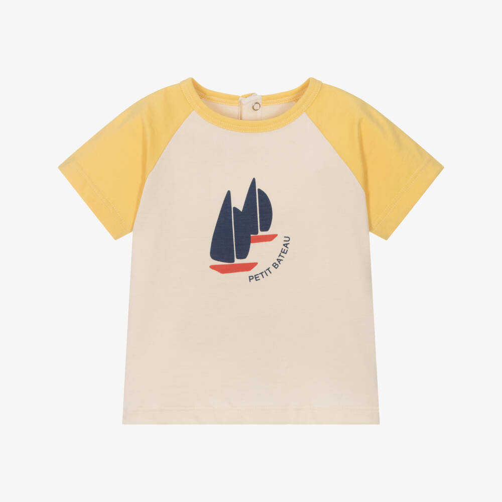 Petit Bateau-تي شيرت قطن للأولاد بلون العاج وأشعة الشمس | Childrensalon Outlet