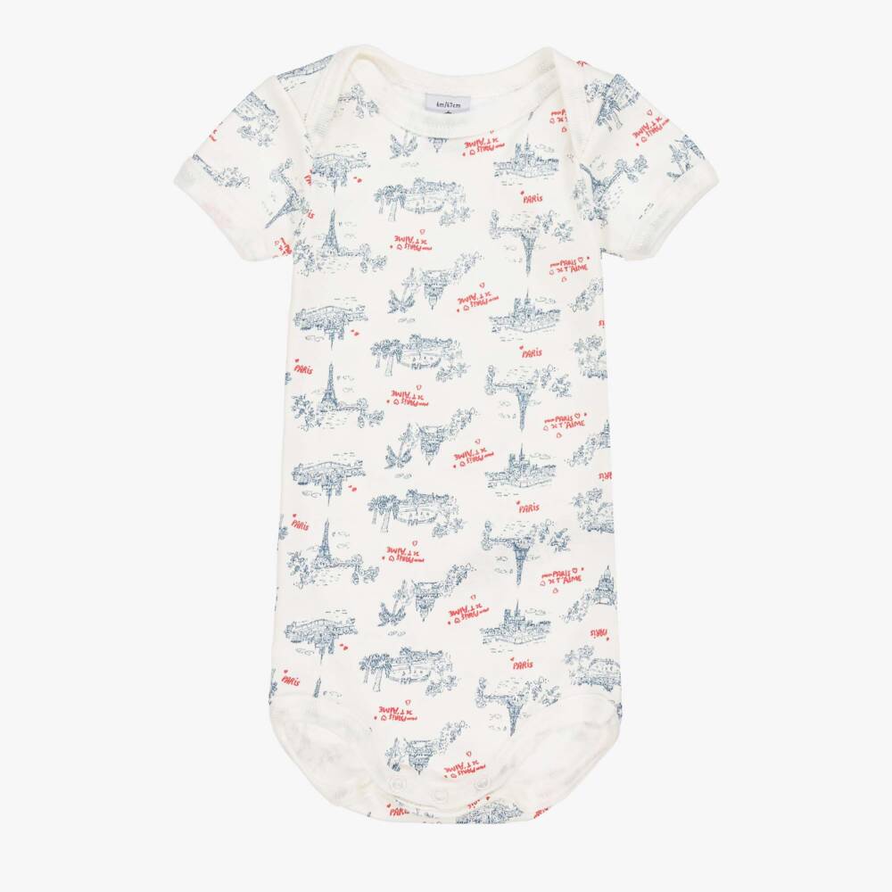 Petit Bateau-Boys Cotton Trio: Blue & White Bodysuits | Childrensalon Outlet