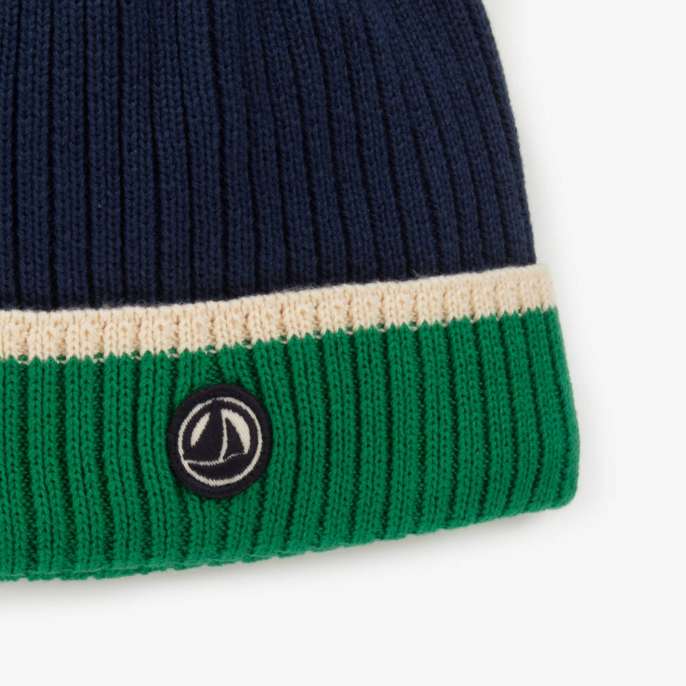 Petit Bateau-Boys Cozy Blue Organic Beanie | Childrensalon Outlet