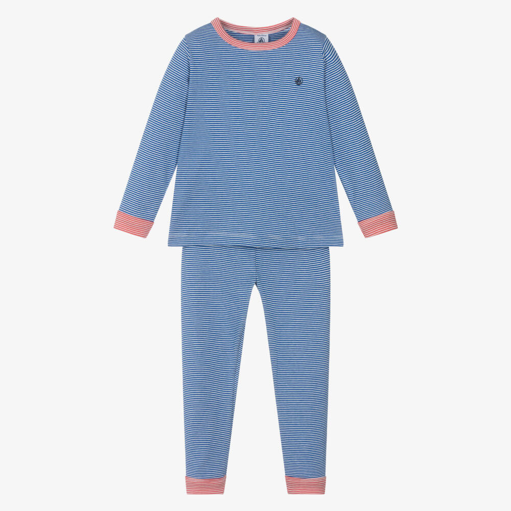 Petit Bateau-Boys Cozy Blue Sleep Set | Childrensalon Outlet