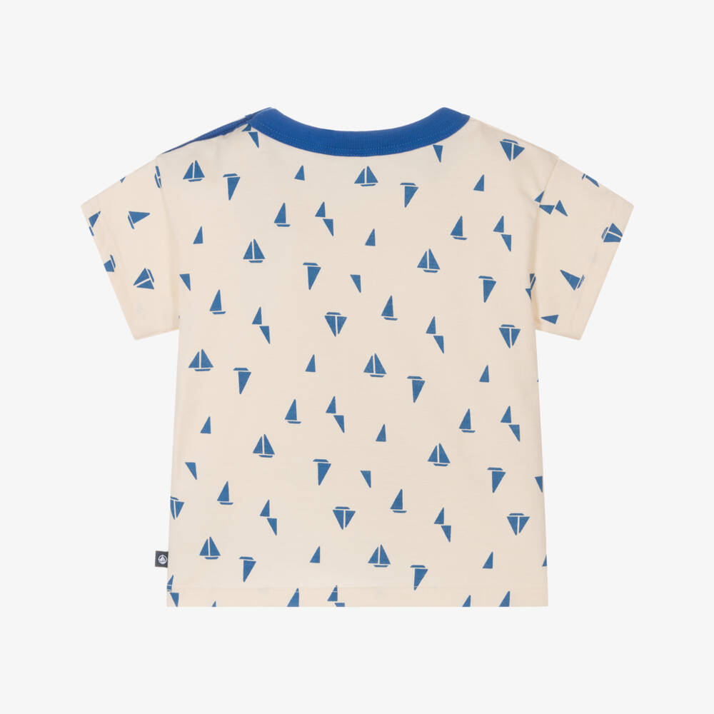 Petit Bateau-Boys Creamy Sailboat Cotton Tee | Childrensalon Outlet