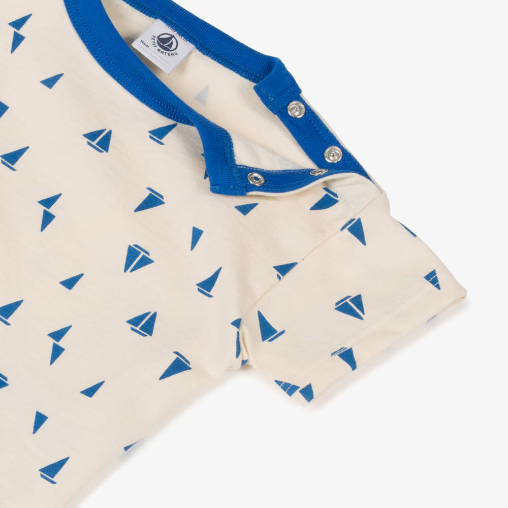 Petit Bateau-Boys Creamy Sailboat Cotton Tee | Childrensalon Outlet