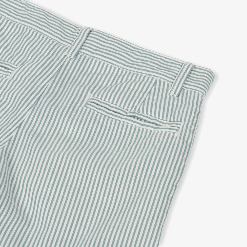 Petit Bateau-Boys Emerald Stripe Cotton Shorts | Childrensalon Outlet