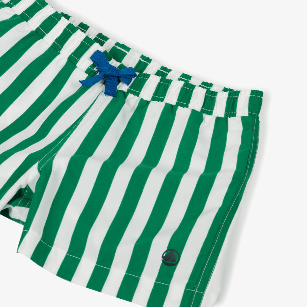 Petit Bateau-Boys Emerald Stripe Swim Trunks | Childrensalon Outlet