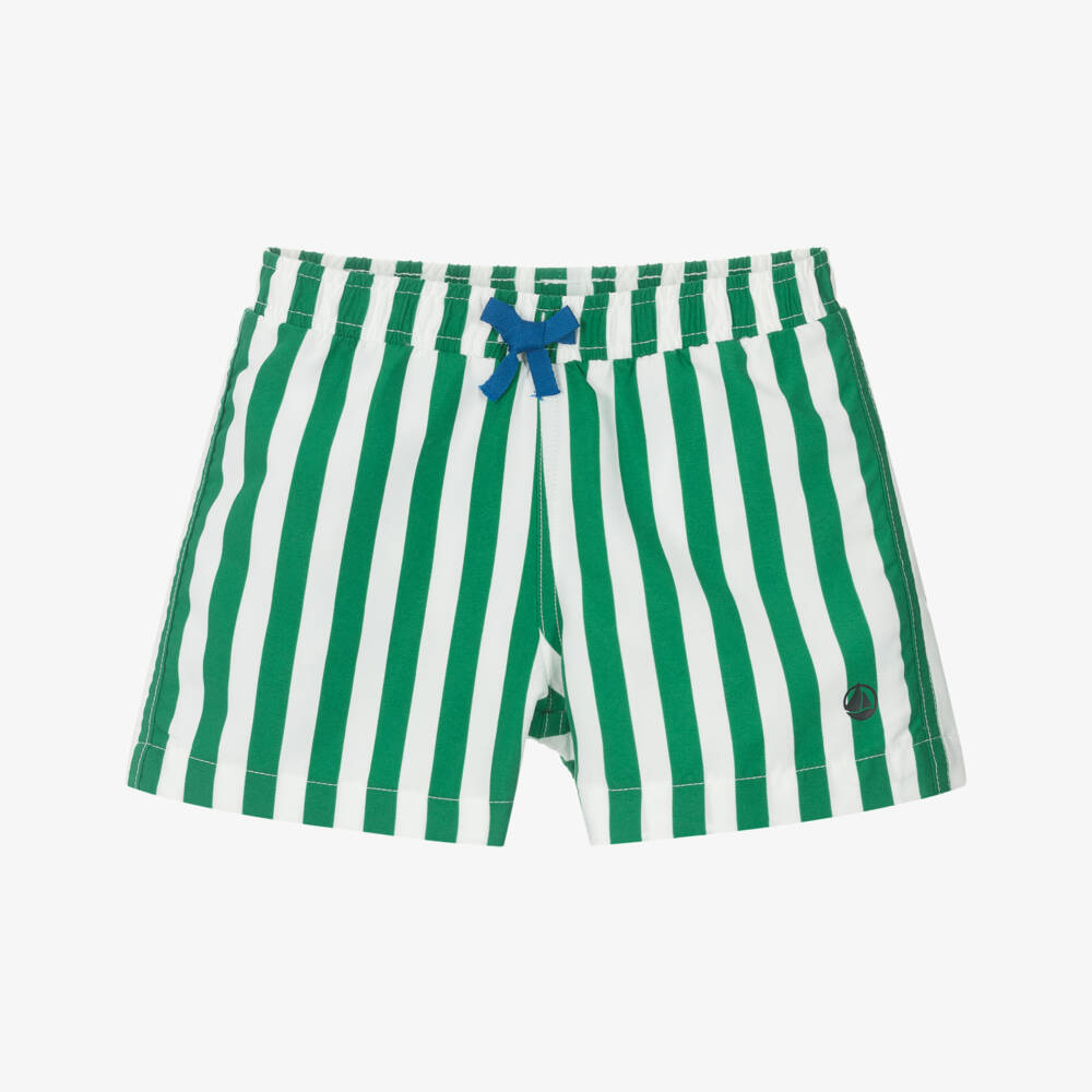 Petit Bateau-Boys Emerald Stripe Swim Trunks | Childrensalon Outlet
