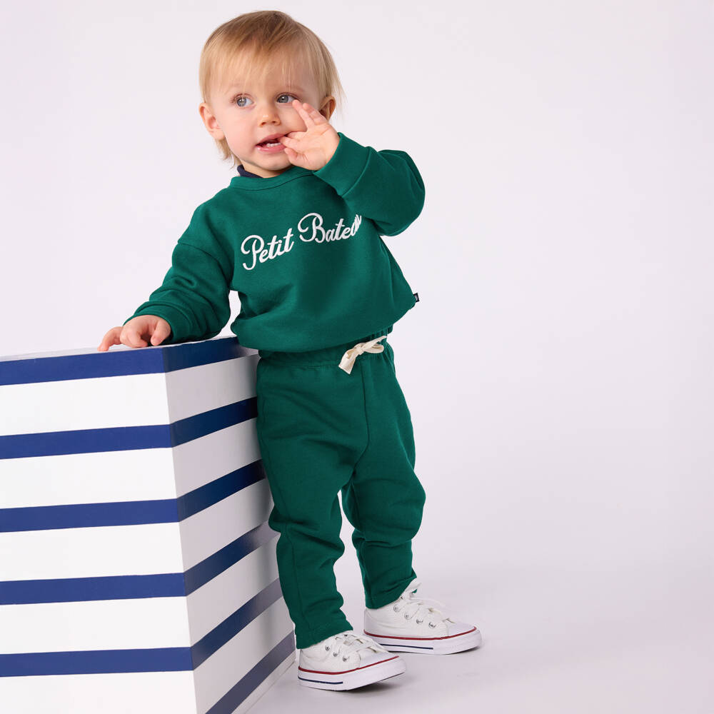 Petit Bateau-Boys Green Cotton Crew Top | Childrensalon Outlet