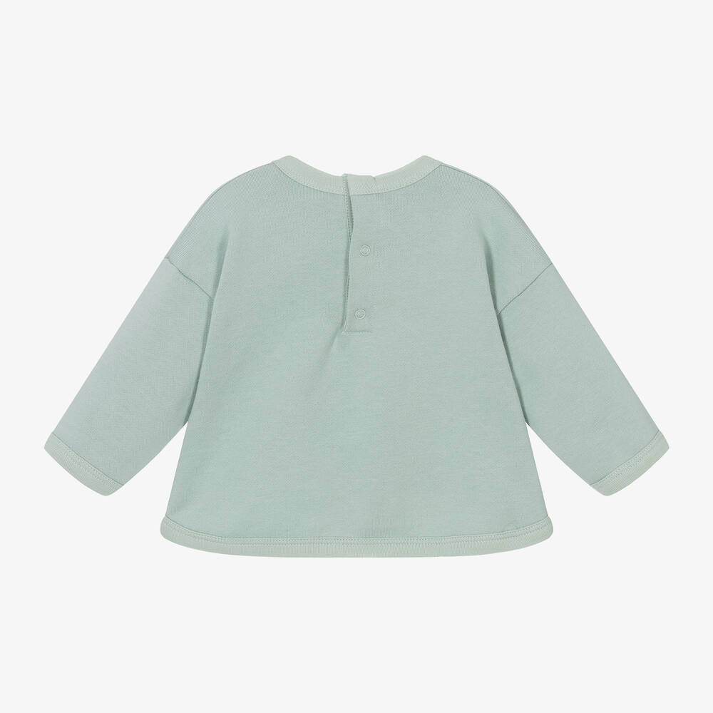 Petit Bateau-سويتشيرت بطبعة قلوب قطن عضوي لون أخضر | Childrensalon Outlet