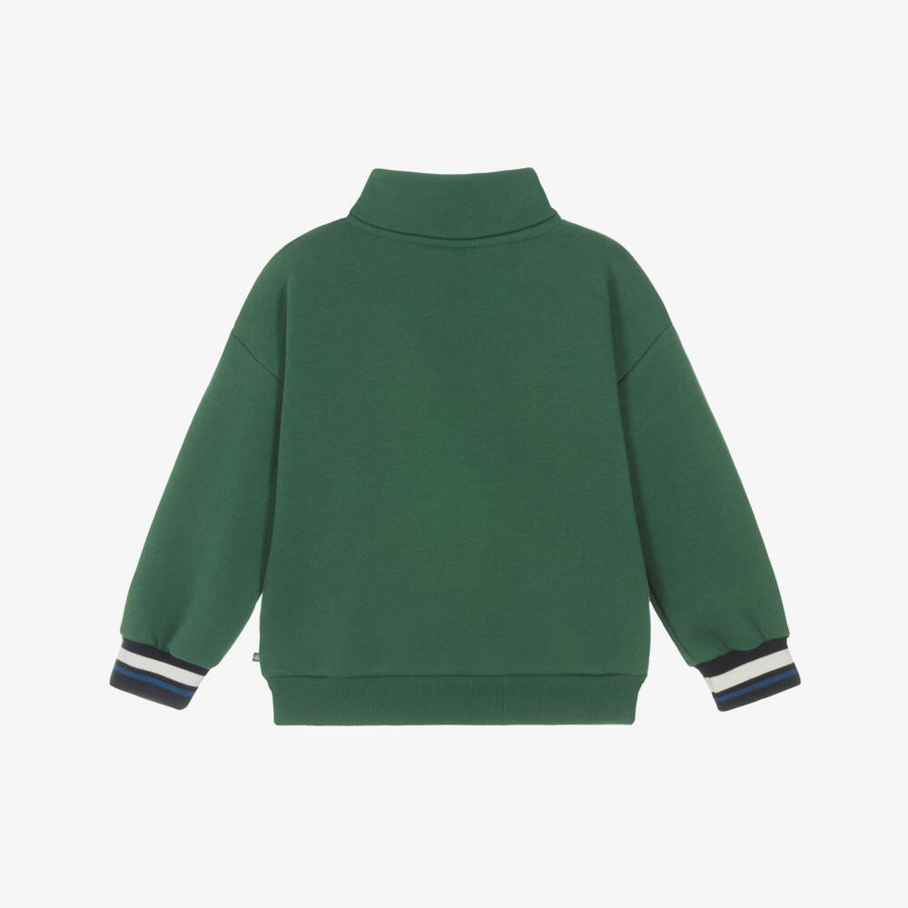 Petit Bateau-Boys Green Cotton Quarter-Zip Sweatshirt | Childrensalon Outlet