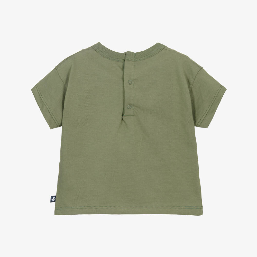Petit Bateau-Boys Green Cotton T-shirt with Sailboat Motif | Childrensalon Outlet