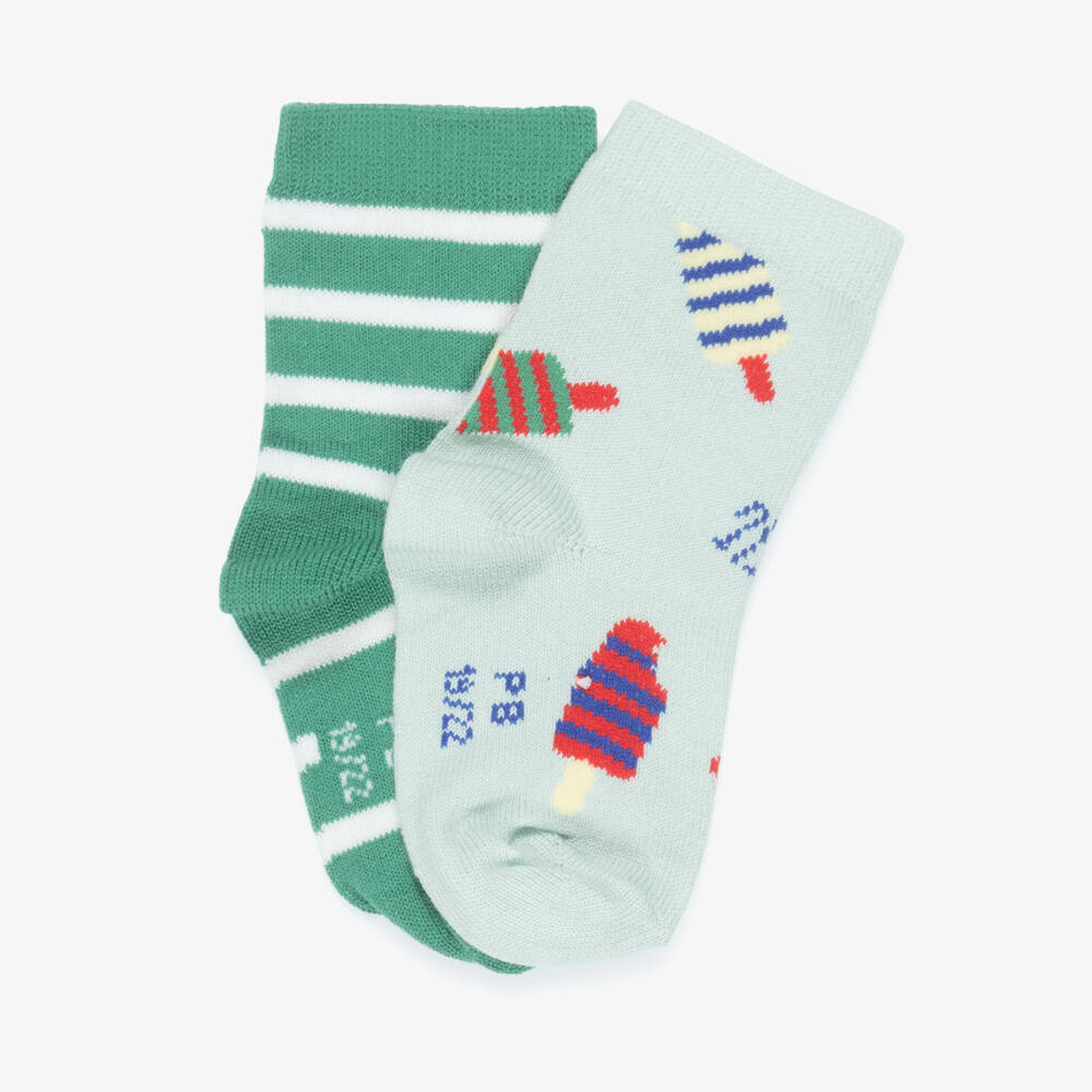Petit Bateau-Boys Green Ice Cream Ankle Socks (2 Pack) | Childrensalon Outlet