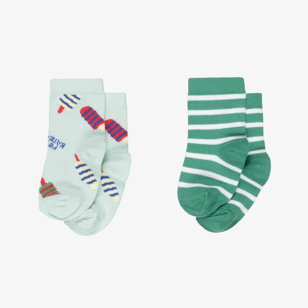 Petit Bateau-Boys Green Ice Cream Ankle Socks (2 Pack) | Childrensalon Outlet