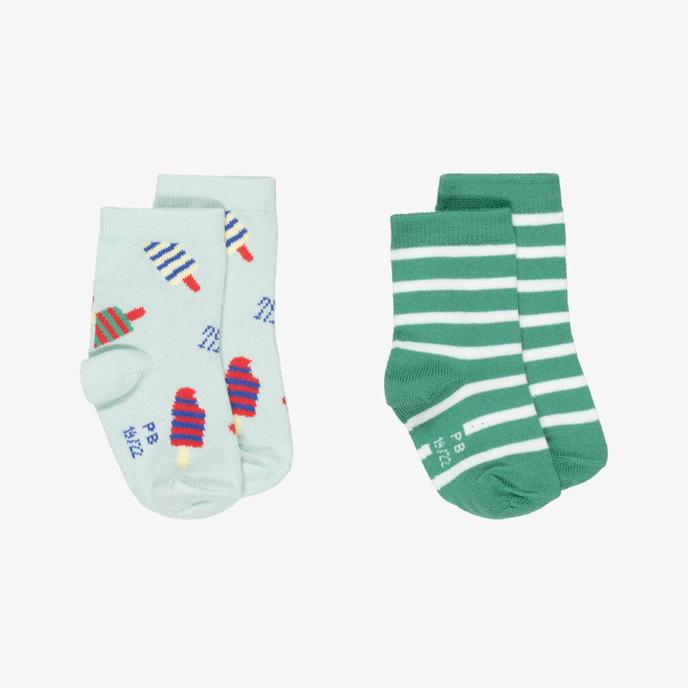 Petit Bateau-Boys Green Ice Cream Ankle Socks (2 Pack) | Childrensalon Outlet