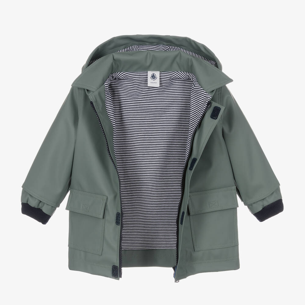 Petit Bateau Boys Green Rain Coat