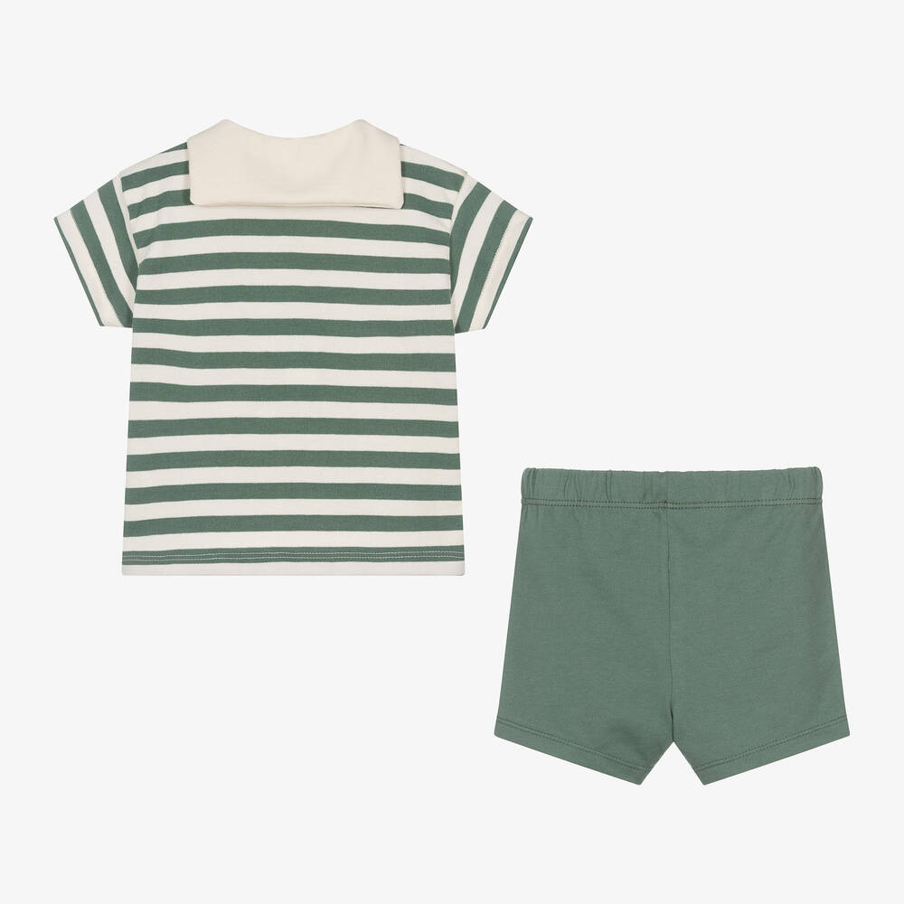 Petit Bateau-Boys Green Stripe Sailor Shorts Set | Childrensalon Outlet
