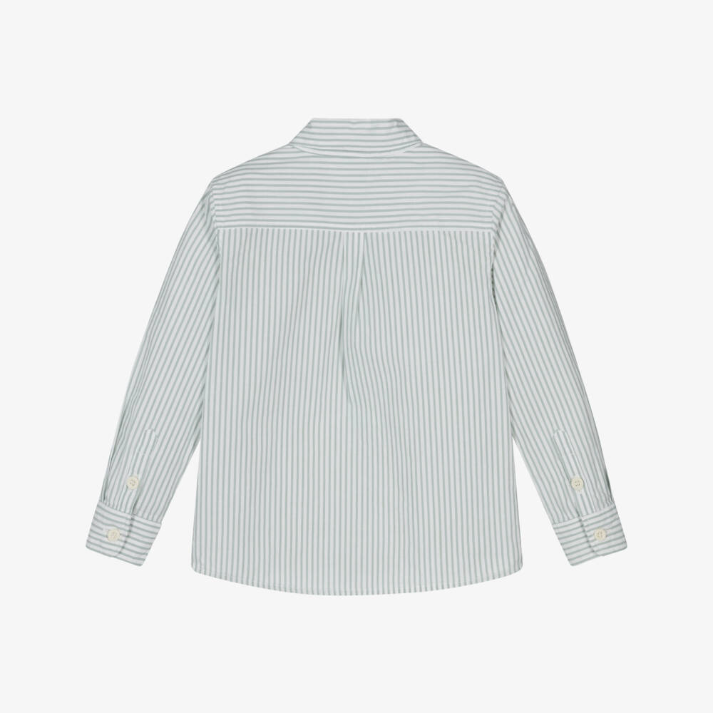 Petit Bateau-Boys Green Striped Cotton Top | Childrensalon Outlet