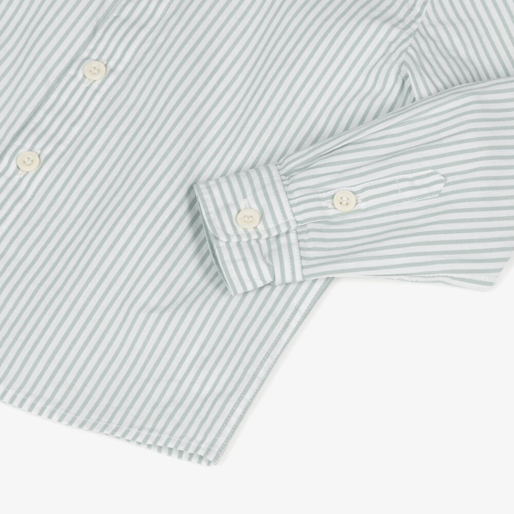 Petit Bateau-Boys Green Striped Cotton Top | Childrensalon Outlet