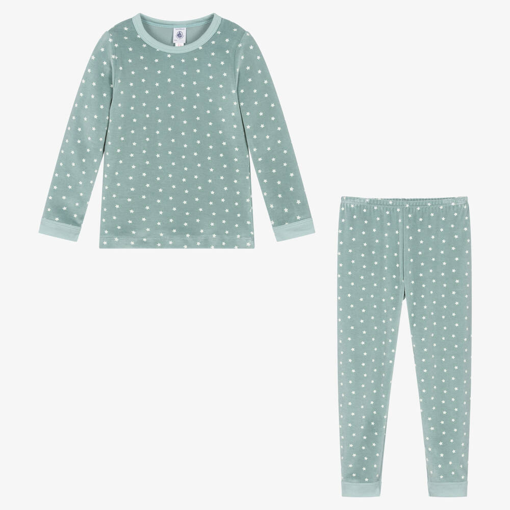 Petit Bateau-Boys Green Velour Pyjamas | Childrensalon Outlet