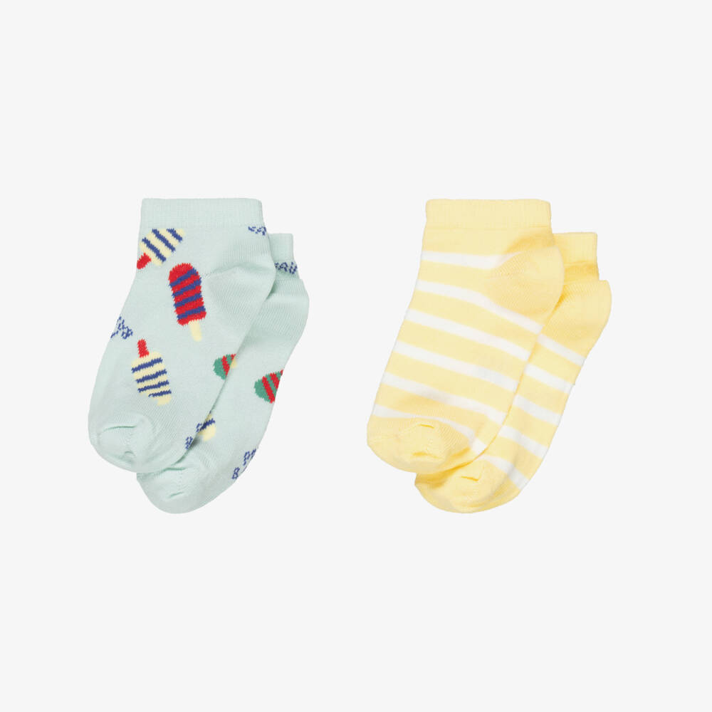 Petit Bateau-Boys Green & Yellow Ice Cream Ankle Socks (2 Pack) | Childrensalon Outlet