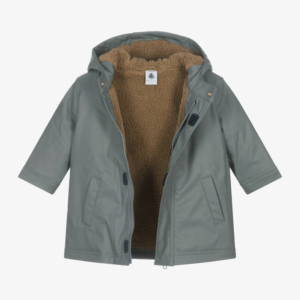 Petit Bateau-Boys Grey Fleece-Lined Raincoat | Childrensalon Outlet