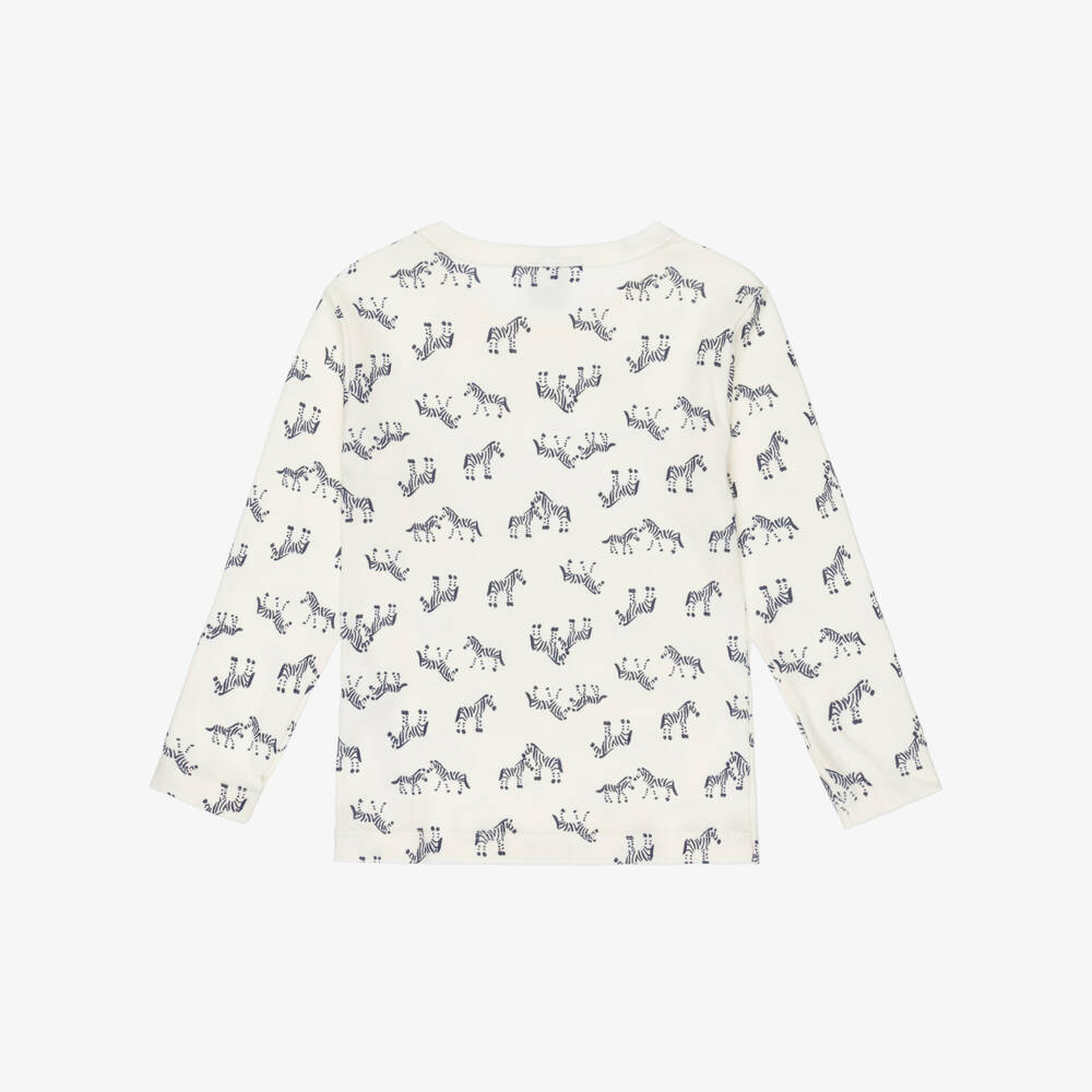 Petit Bateau-Boys Grey & Ivory Zebra Cotton Tops (2 Pack) | Childrensalon Outlet