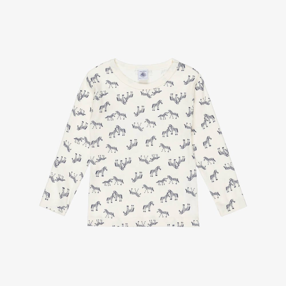 Petit Bateau-Boys Grey & Ivory Zebra Cotton Tops (2 Pack) | Childrensalon Outlet