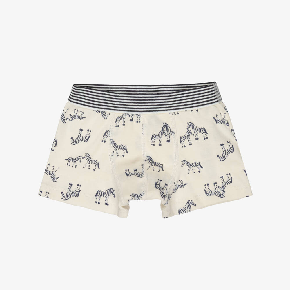 Petit Bateau-Boys Ivory & Blue Cotton Jersey Boxer Shorts (5 Pack) | Childrensalon Outlet