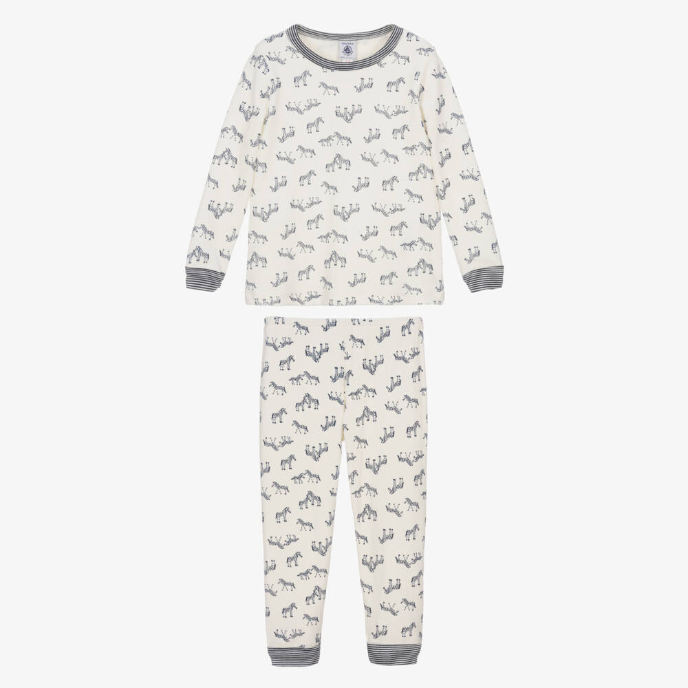 Petit Bateau-Boys Ivory & Blue Zebra Pyjamas | Childrensalon Outlet