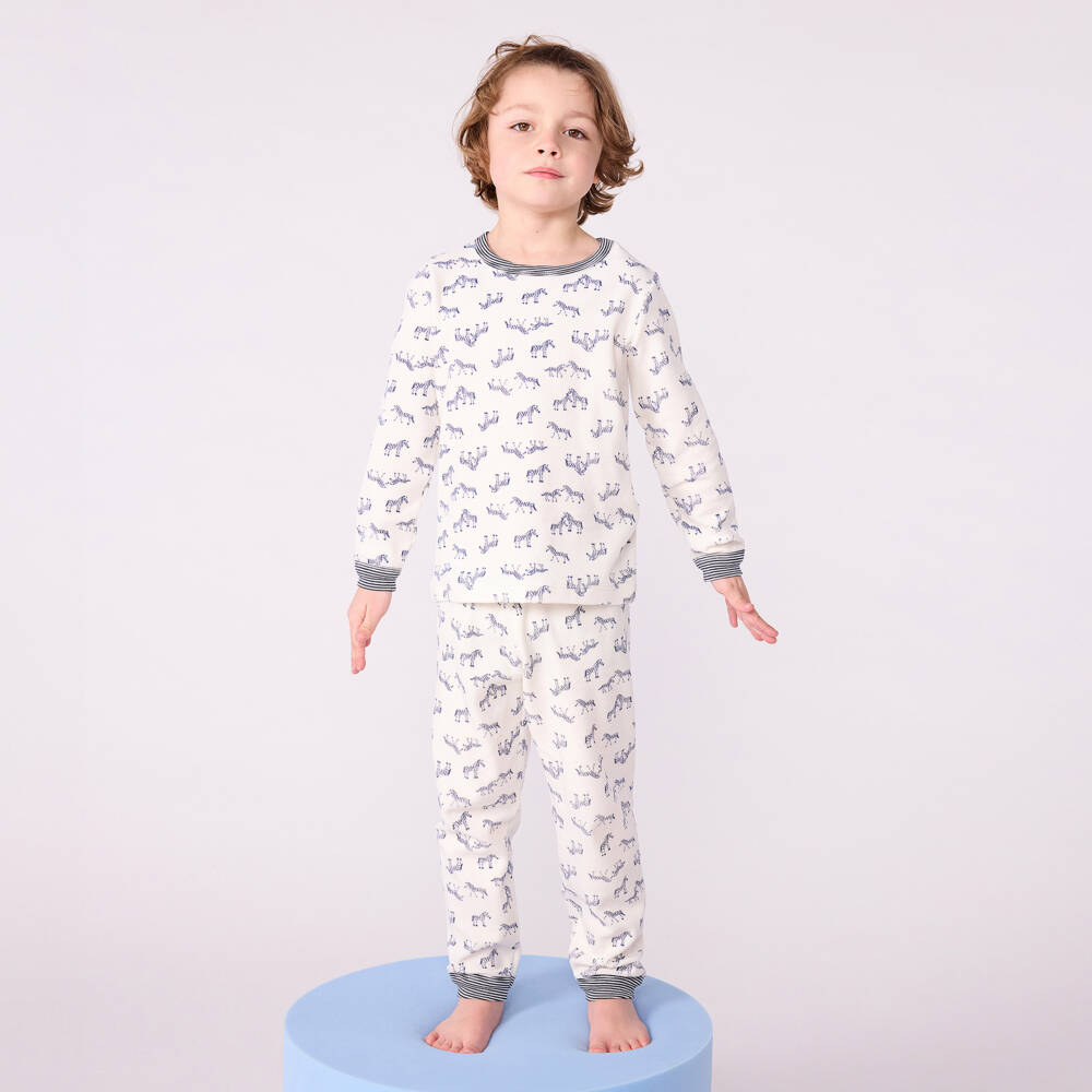 Petit Bateau-Boys Ivory & Blue Zebra Pyjamas | Childrensalon Outlet