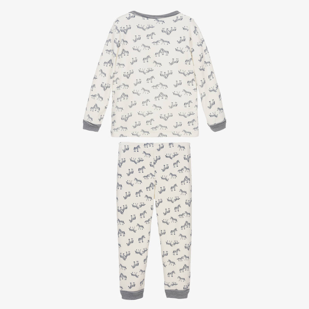 Petit Bateau-Boys Ivory & Blue Zebra Pyjamas | Childrensalon Outlet