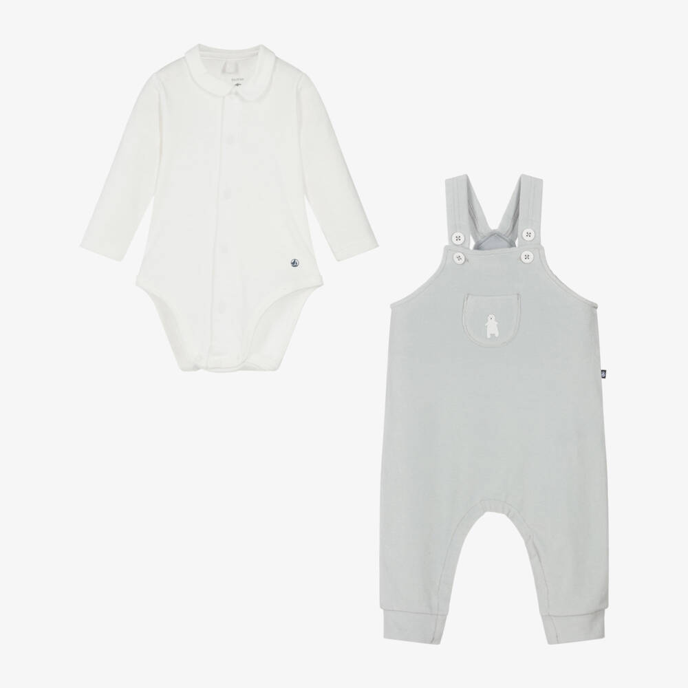 Petit Bateau-Boys Ivory Bodysuit and Dungarees | Childrensalon Outlet