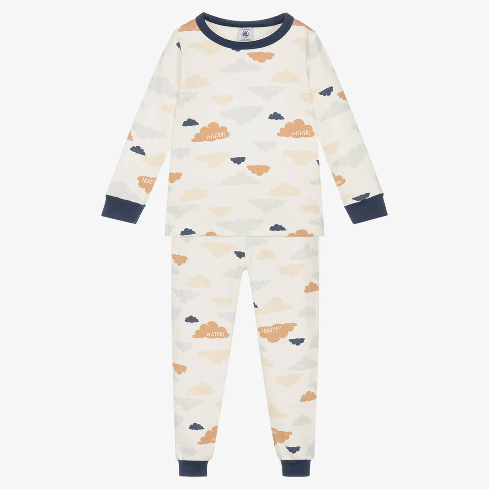 Petit Bateau - Pyjama ivoire en coton à nuages | Childrensalon