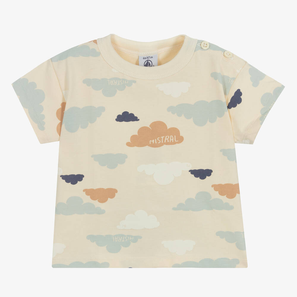 Petit Bateau - Wolken-Baumwoll-T-Shirt elfenbein | Childrensalon
