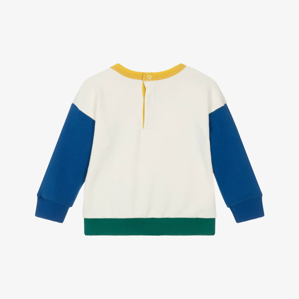 Petit Bateau-Boys Ivory Cotton Colourblock Sweatshirt | Childrensalon Outlet