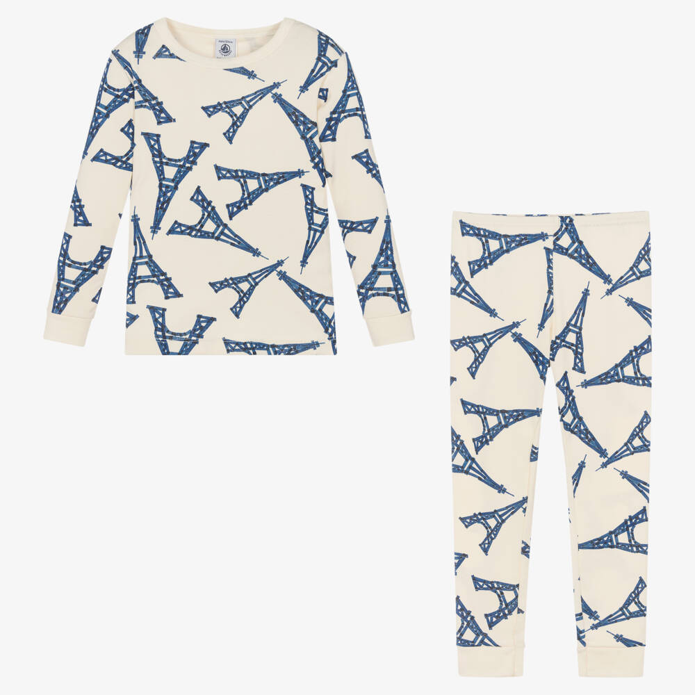 Petit Bateau-Boys Ivory Cotton Eiffel Tower Pyjamas | Childrensalon Outlet